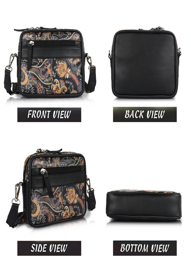 SAULT Vegan Leather Stylish Floral Printed Sling Bag | Premium PU Leather Crossbody Bag for Women | Multi-Pocket Travel & Casual Shoulder Bag - Image 4